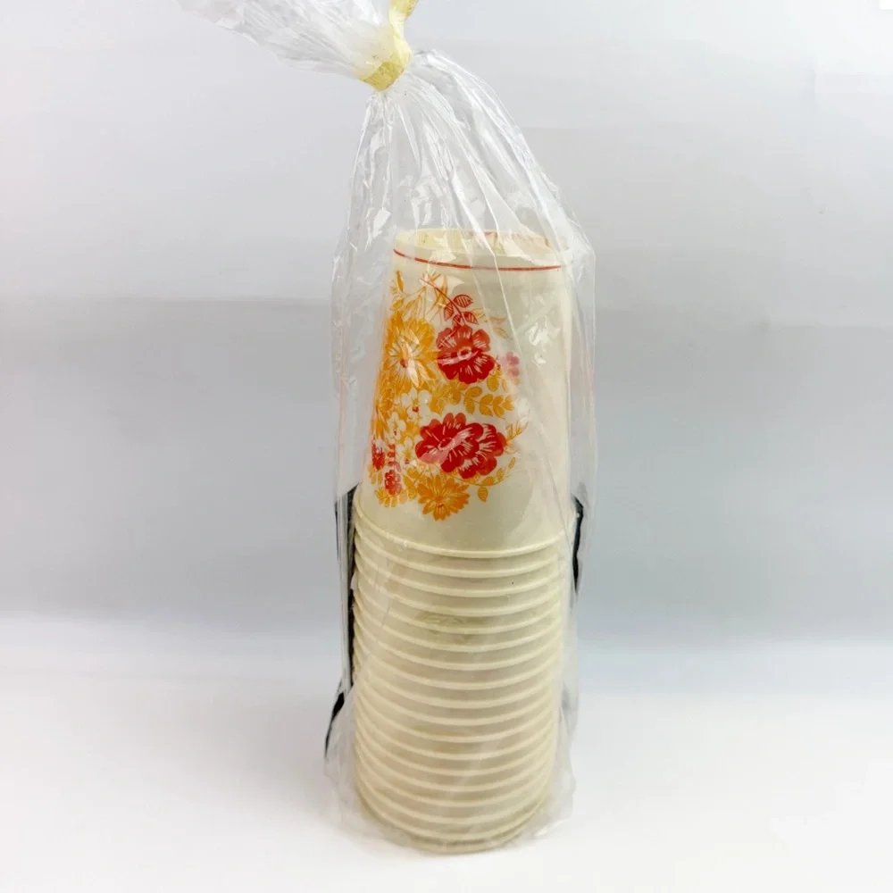 NEW Vtg 1984 Ralphs Grocery Store 18 Paper Cold Cups 16 oz Flowers Red Gold Prop